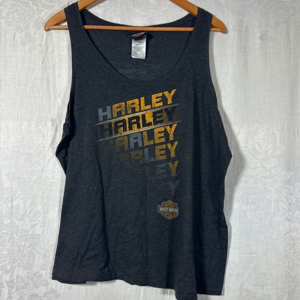Harley Davidson Tank Top 2X Gray Studded Spellout
